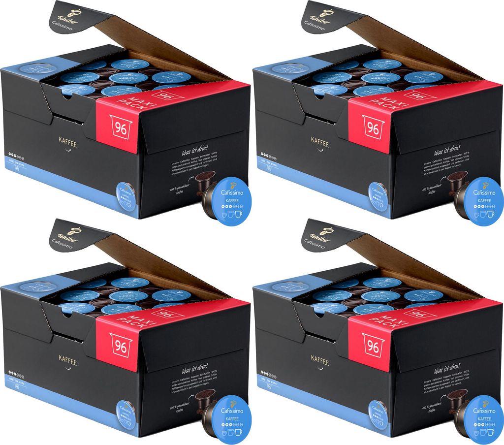 Tchibo Cafissimo Vorratsbox Kaffee Filterkaffee mild Kaffeekapseln, 384 Stück – 4x96 Kapseln (Kaffee, mild mit sanften Röstaromen), nachhaltig ...