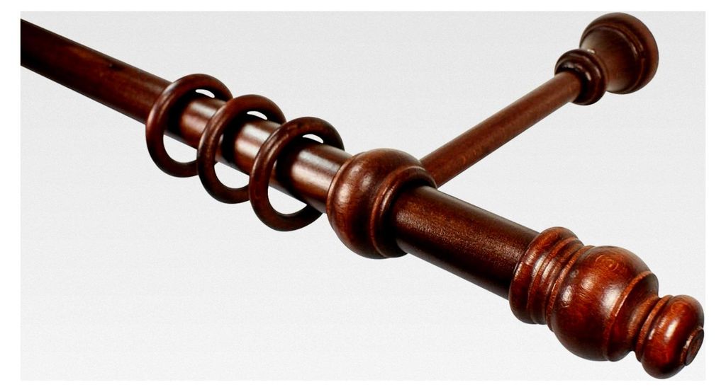 Gardinenstange aus Holz, 28 mm Durchmesser, Nußbaum, verschiedene Größen, 120 cm