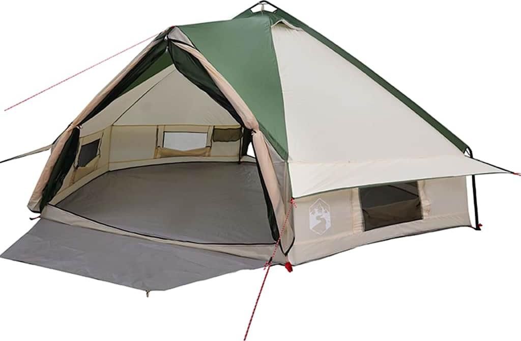 vidaXL Teepee Zelt für 8 Personen Grün und Weiß 490 x 410 x 210 cm