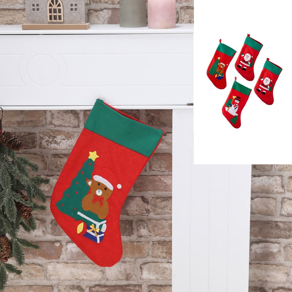 4-tlg. Set Weihnachtsstrümpfe aus Filz zum Hängen - Nikolausstrumpf Filz Set - Weihnachtsstrumpf zum Befüllen - Nikolaus