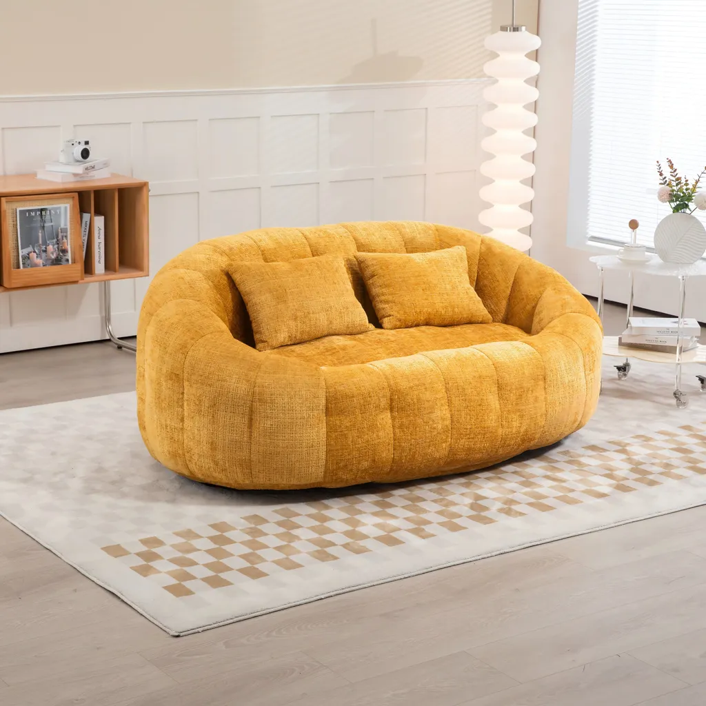 Pouf Chaise Douillette Chenille contre le mal de dos avec repose-pied