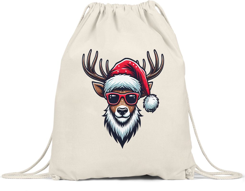 Rentier Weihnachten Turnbeutel Brille Lustig Xmas Christmas