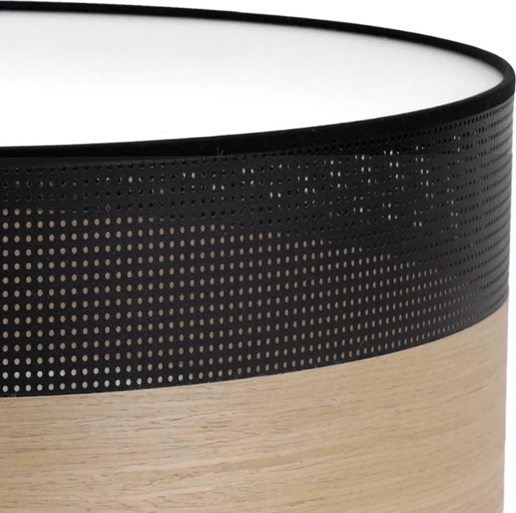 Plafoniera 40cm Legno Quercia Oro - Lampada Wood Plexi E27 Nero - 2