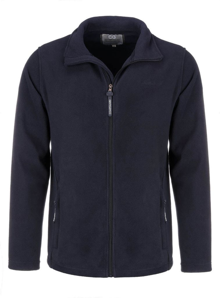 Coastguard Herren Fleecejacke mit Stehkragen - Unifarbene Jacke mit Reißverschlusstaschen in Navy Größe M