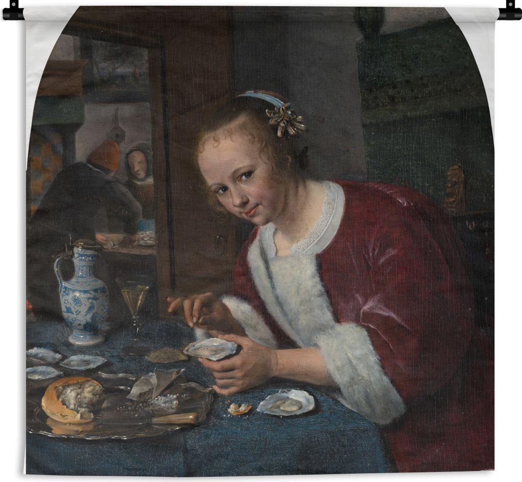 MuchoWow Wandteppich Wandbehang Der Austernfresser - Jan Steen 150x150 cm Tapisserie Dekoration Wandtuch - Wohnaccessoires - Modernes