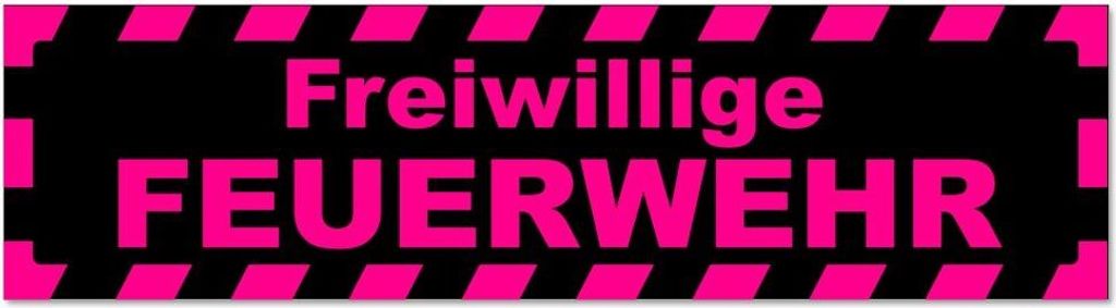 Kiwistar - Autoaufkleber - Pink - Schwarz - 45 x 12 cm - Freiwillige Feuerwehr gestreift - Hinweis Aufkleber Sticker für Auto, Kfz, Fahrrad, PKW, LKW