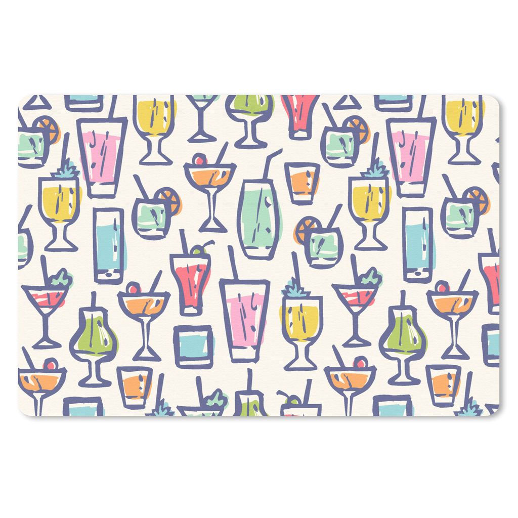 MuchoWow Schreibtischunterlage Cocktail - Glas - Sommer - Muster 60x40 cm - XXL Mauspad - Großes Mauspad