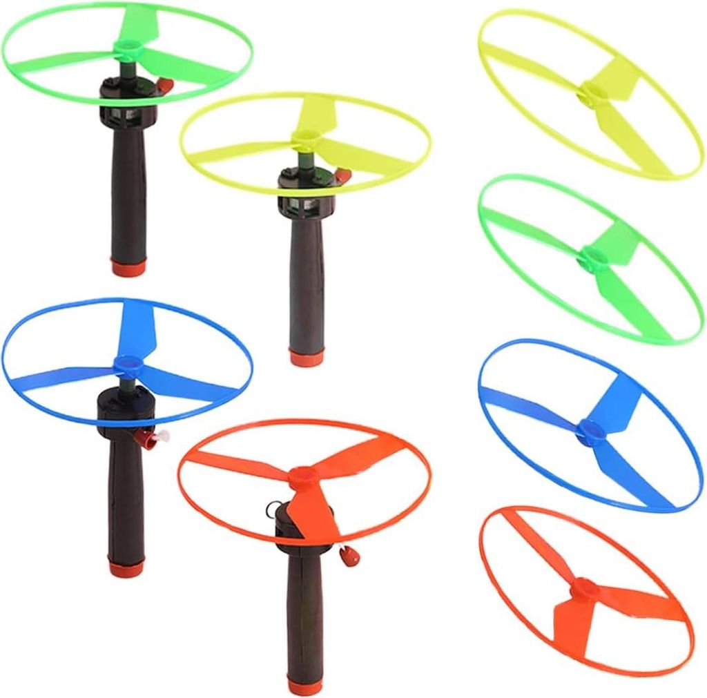 Fliegende Scheiben Spielzeug Rotor Flyer Flugspiel - 4 Werfer und 8 Scheiben - ab 3 Jahren - Spiele für Kinder 7 Jahre - 10 cm