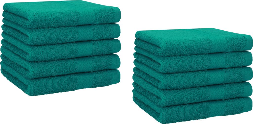 Betz 10 Stück Gästetücher 30x50 cm PREMIUM 100% Baumwolle Set Händehandtücher Farbe: smaragdgrün