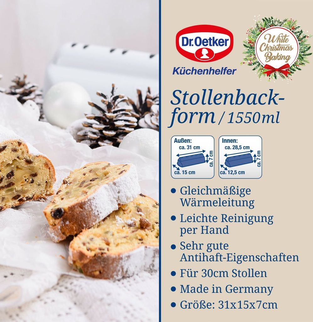Dr. Oetker Stollenbackform White Christmas Baking, Produktbild