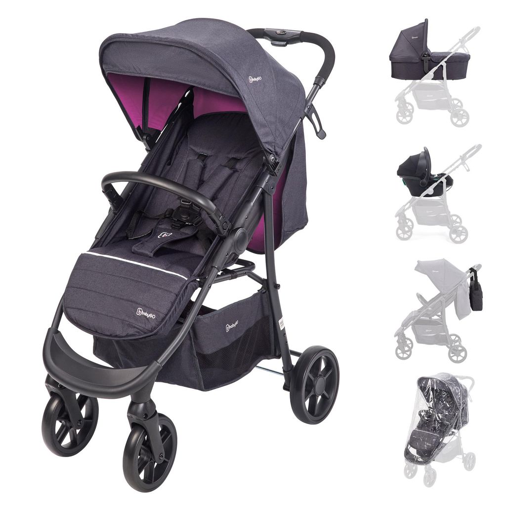 BabyGo Kombikinderwagen Style 3in1, rosa Produktbild 