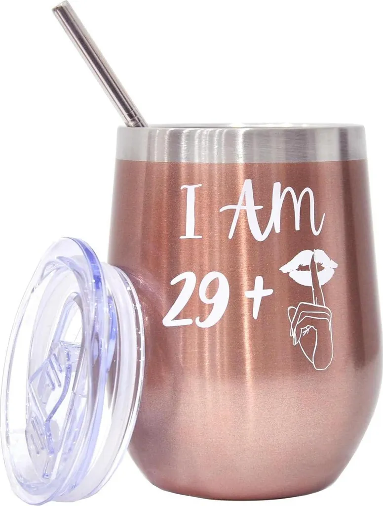 Tasse à Vin Isotherme 30 Ans Cadeau Femme Original en Inox avec Couvercle