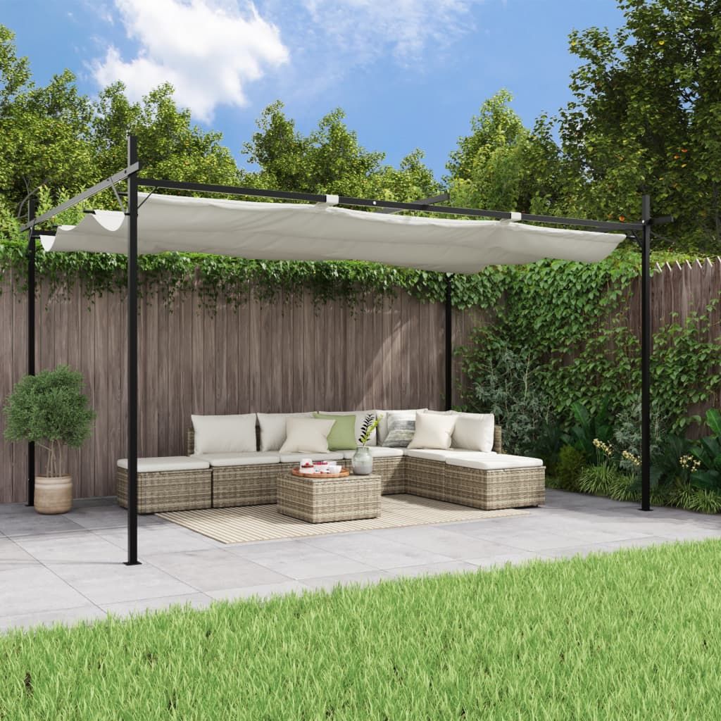 Cloris Designermöbel Pergola mit Schiebedach Creme 395x292x230 cm 2024 Neu