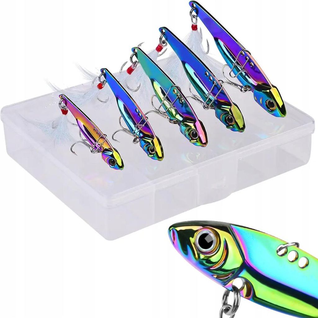 SET 5x METALL Wobbler ANGELKÖDER HECHT ZANDER 5-20g BOX