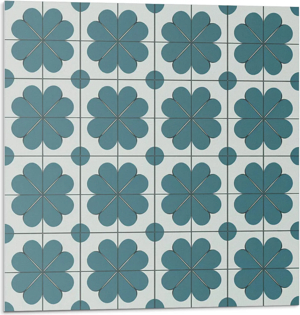 Piastrelle Autoadesive Effetto Vintage – 16 Pezzi Grigio E Blu, 22,9x22,9 Cm