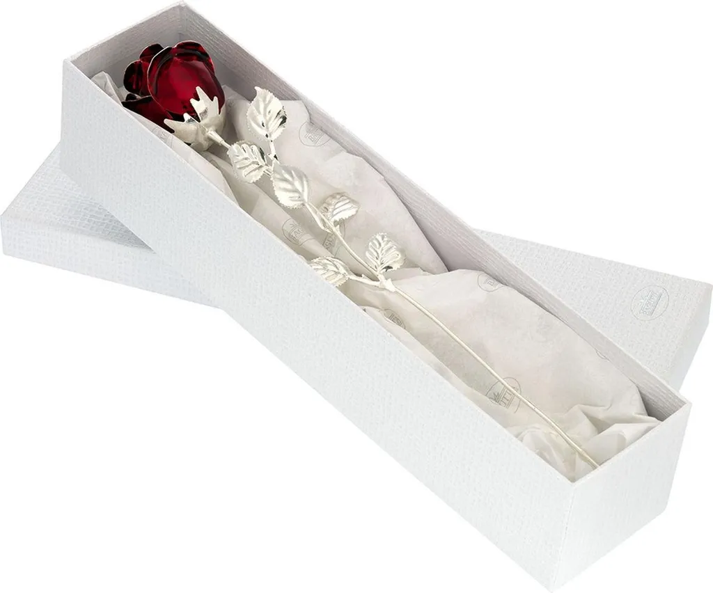 Grande rose argentée 33cm avec gravure personnalisée Fleur éternelle