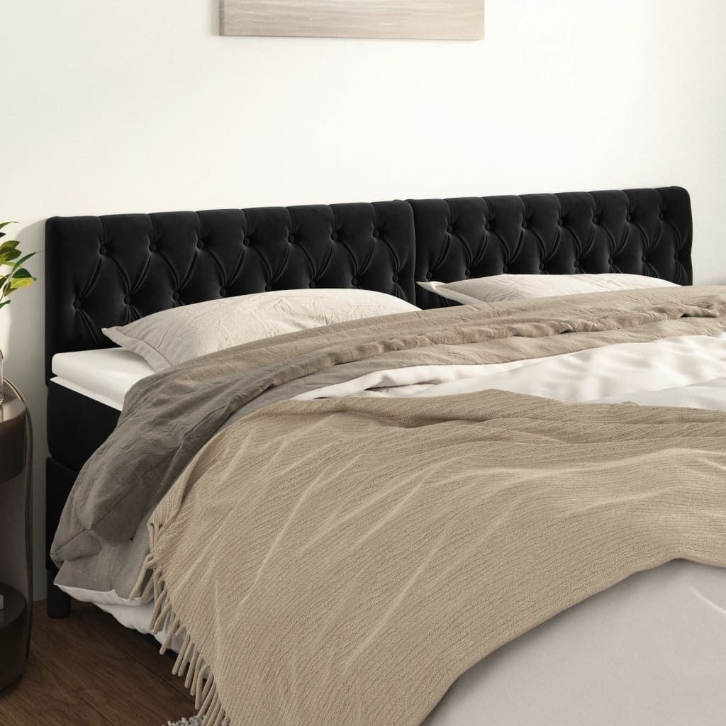 vidaXL Kopfteile 2 Stk. Schwarz 100x7x78/88 cm Samt - Kopfteil - Kopfteile - Bett-Kopfteil - Bettkopfteil