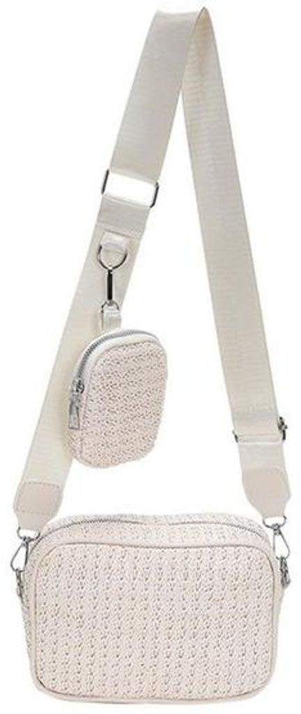 Beige Strandtas Geweven Handgeweven Crossbody Clutch Zomer Reisebegleiter