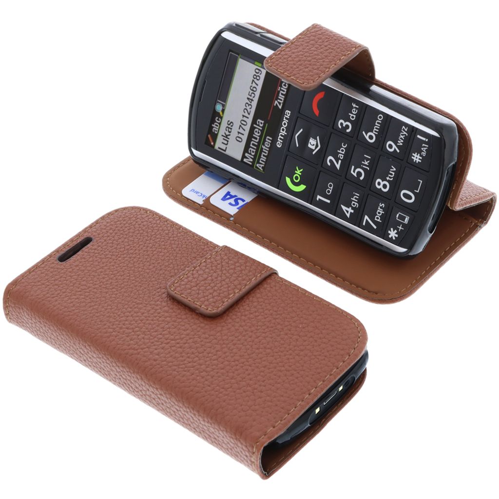 foto-kontor Tasche kompatibel mit Emporia Pure V25 Book Style braun Schutz Hülle Buch