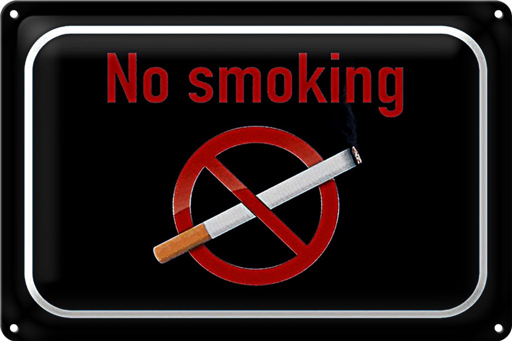 Blechschild Verbot 30x20cm No smoking Rauchverbot schwarzes Schild