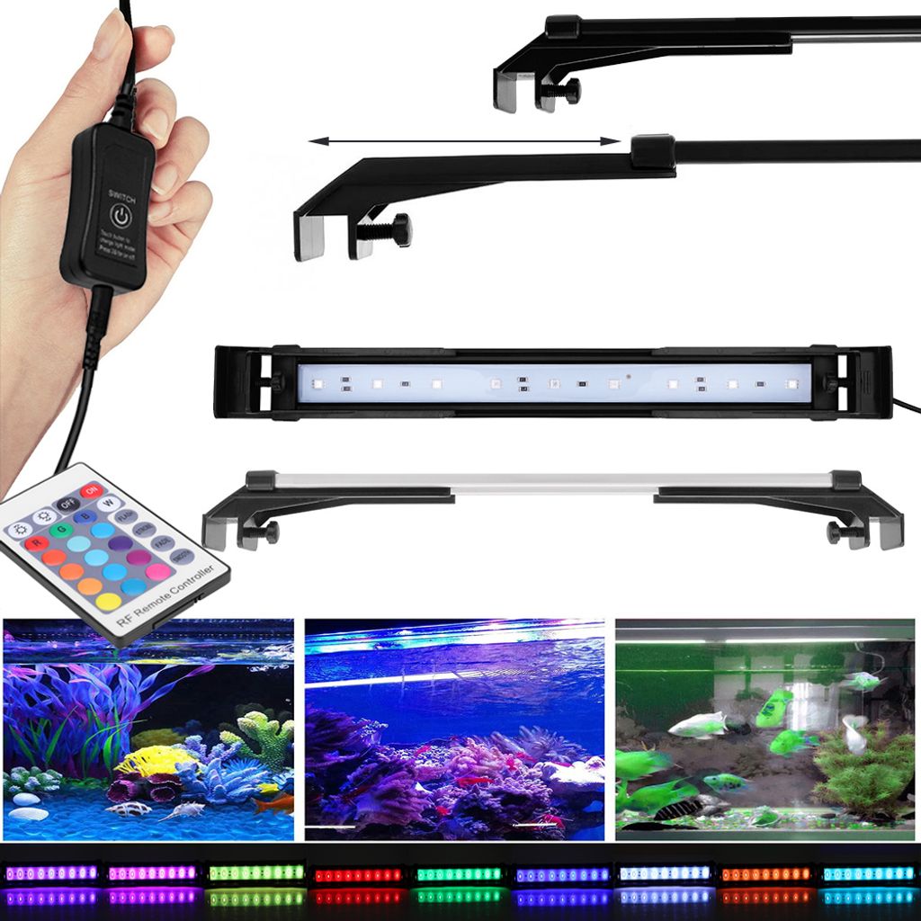 32CM-52CM LED Aquarien Beleuchtung Aquarium Lampe RGB Fisch Tank Skalierbar Aufsetzleuchte mit Fernbedienung
