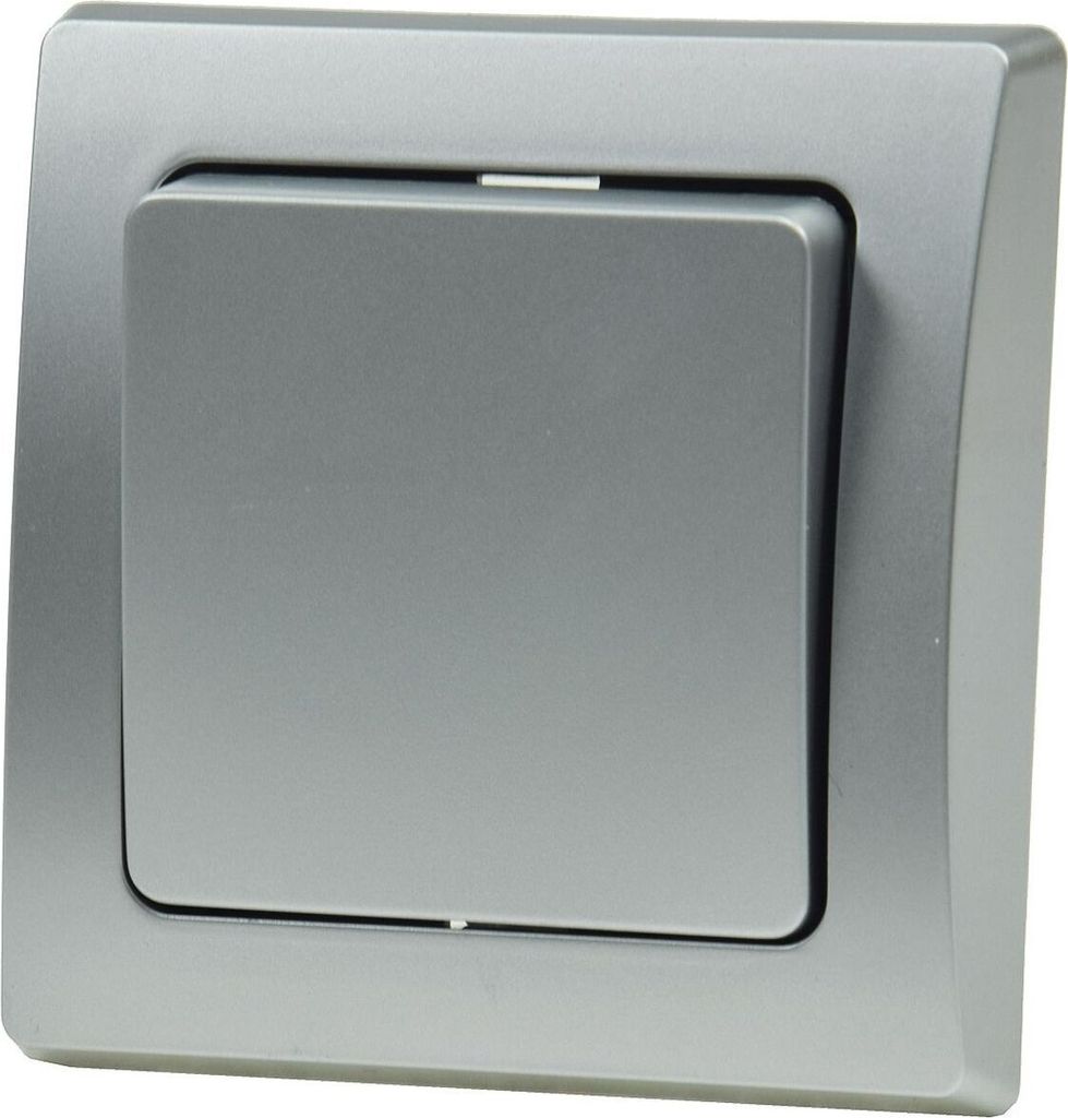 DELPHI Wechsel-Schalter 250V/ 10A, inkl. Rahmen, UP, silber Produktbild 2