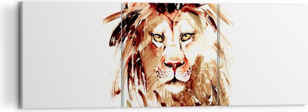 Bild auf Leinwand - Leinwandbild - Abbildung intelligent König Löwe - 120x40cm - Wand Bild - Wanddeko - Leinwanddruck - Bilder - Kunstdruck - Lei...