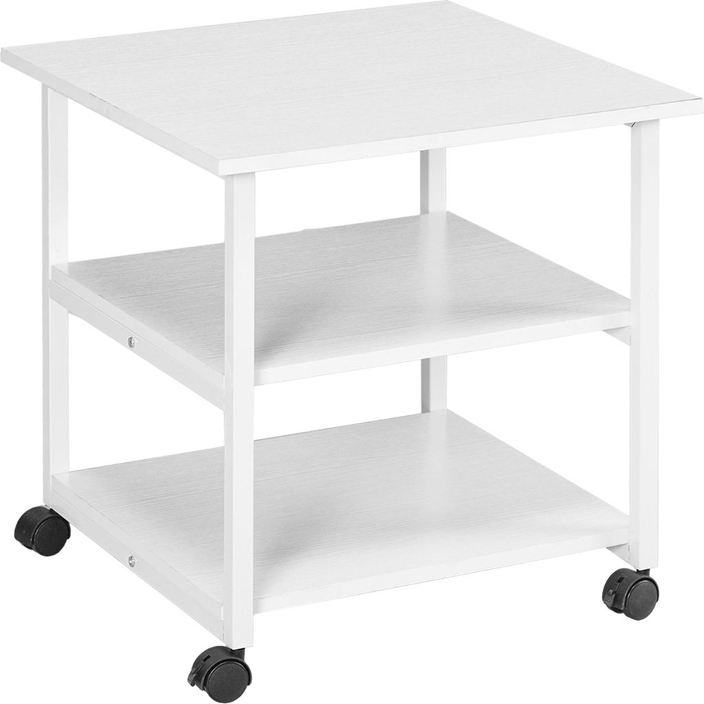 3-stufiger Druckerständer mit Rollen, Stahl, 50x50x52,5 cm, Druckertisch