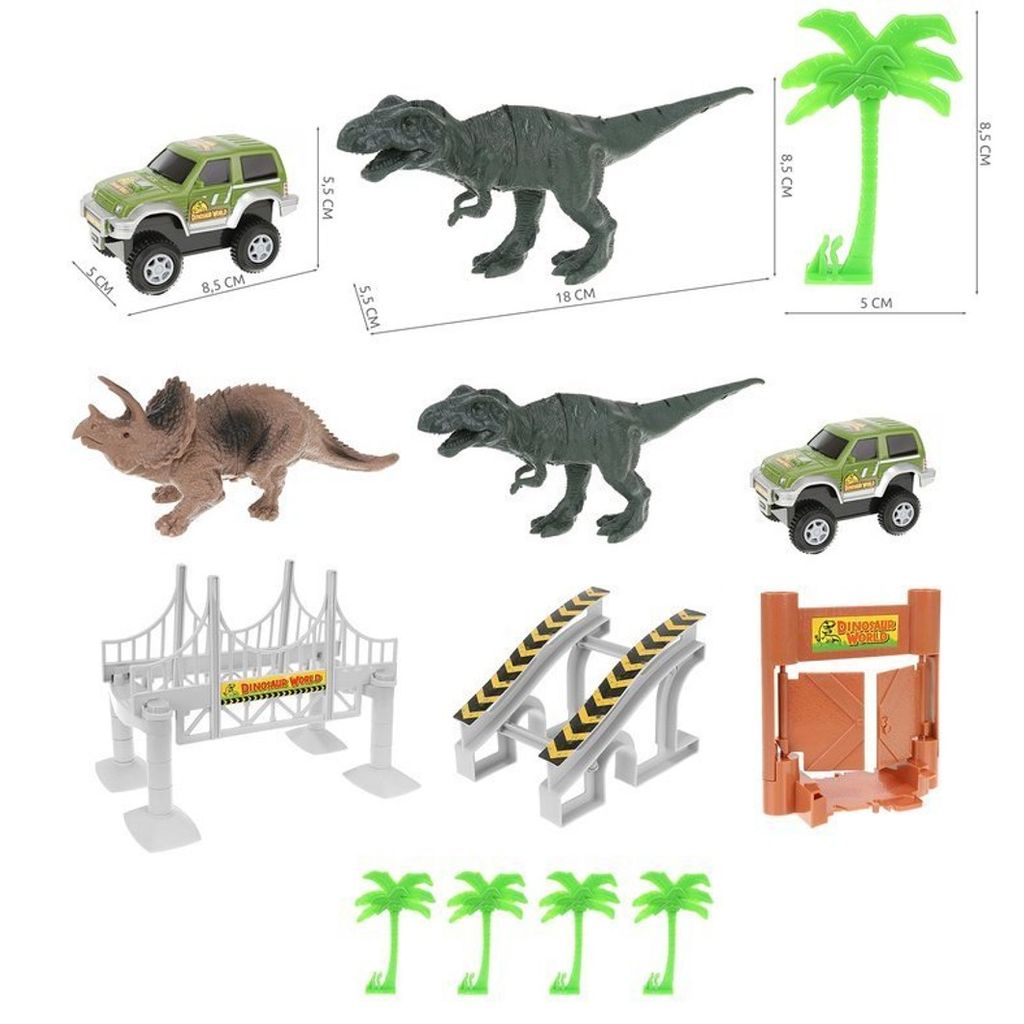 Kinder Spielzeug Set Dinosaurier Auto Rennbahn Rennstrecke Dino Park 153 Teile 