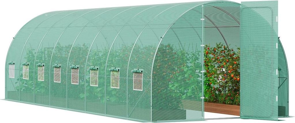 Walk-in Tunnel Greenhouse 27.38x9.5x7.38ft Galvanized Frame PE Cover Green