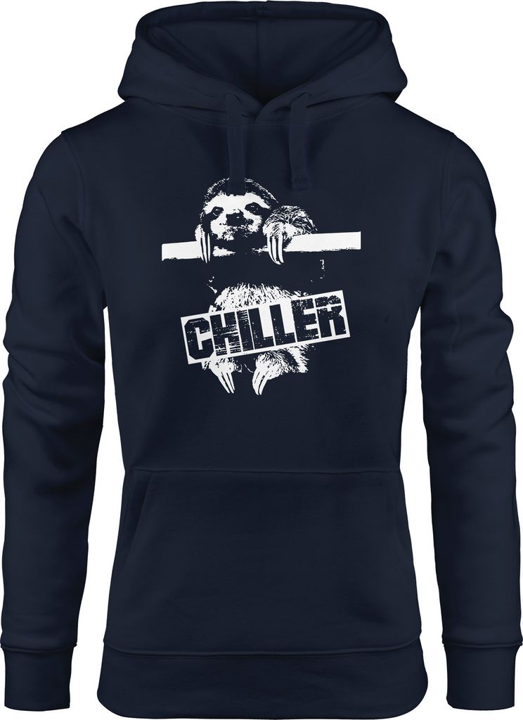 Kapuzen-Pullover Damen Faultier Chiller Sloth Hoodie Moonworks navy XL