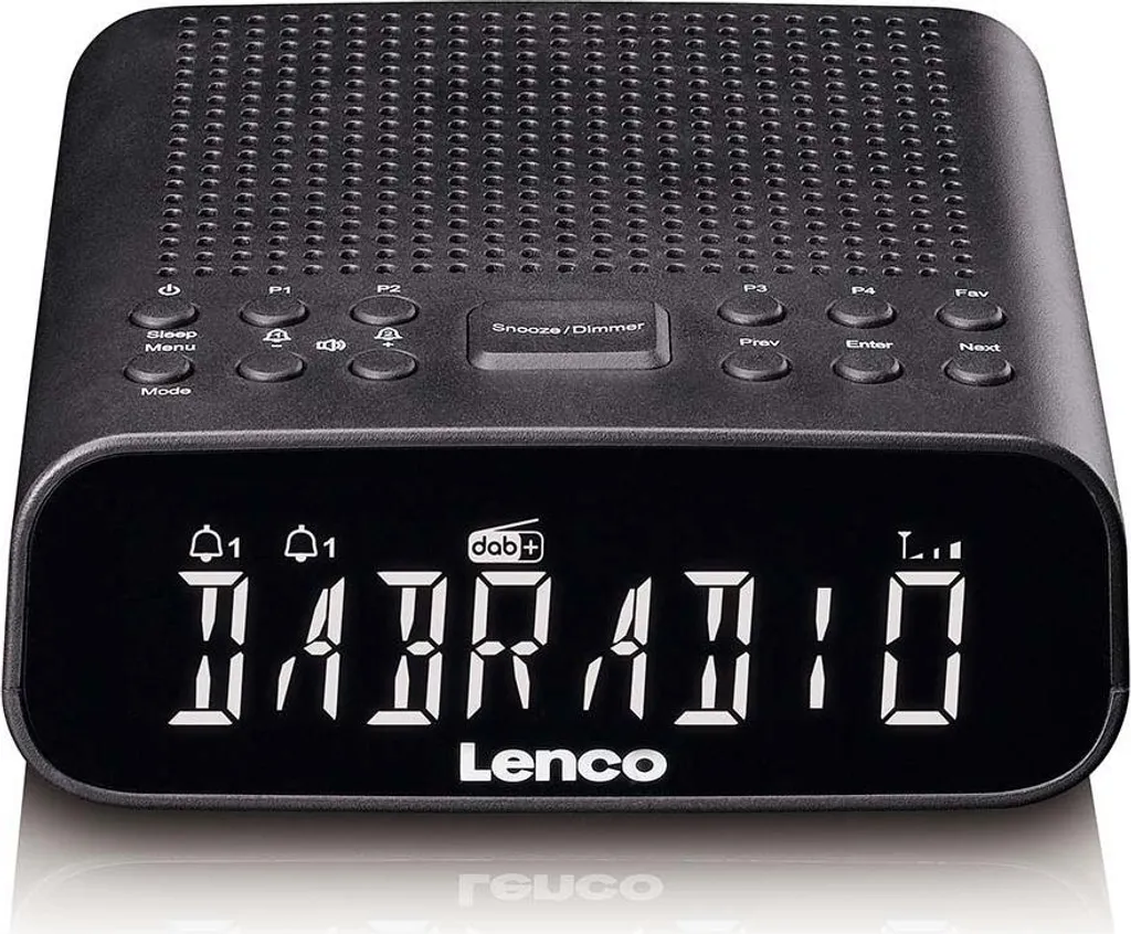 Radio-réveil Bluetooth Lenco CR-606BK, Grand Écran et Double Alarme DAB+