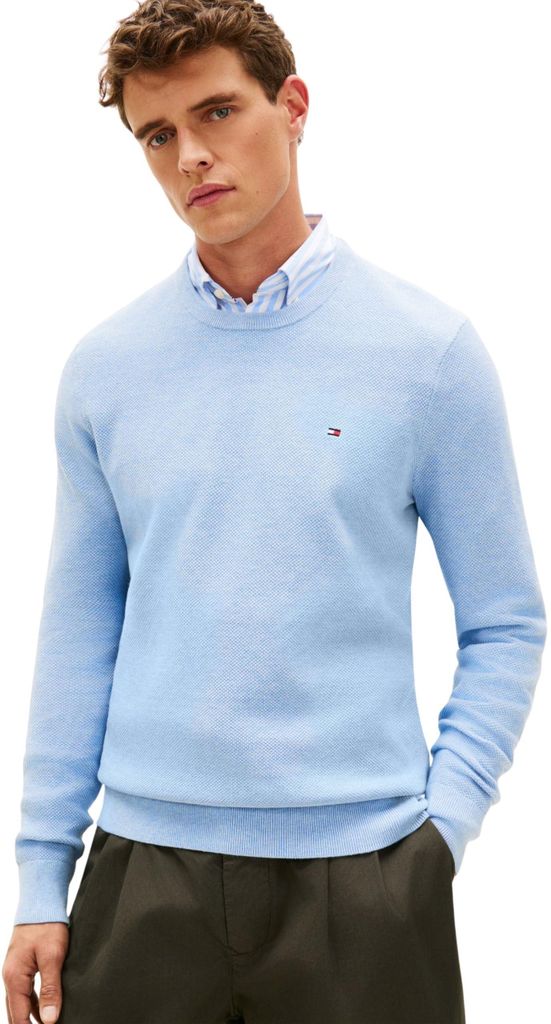 Pull col rond Tommy Hilfiger, bleu clair, texture Image du produit 