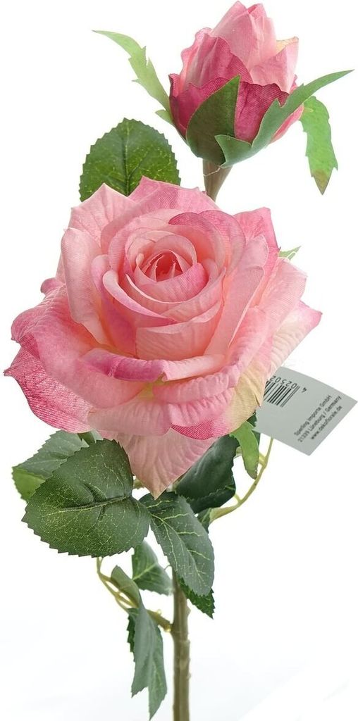 DEKO FLORALE Rosenblüte & Knospe Rosa bis Pink 47 cm - Kunstblumen