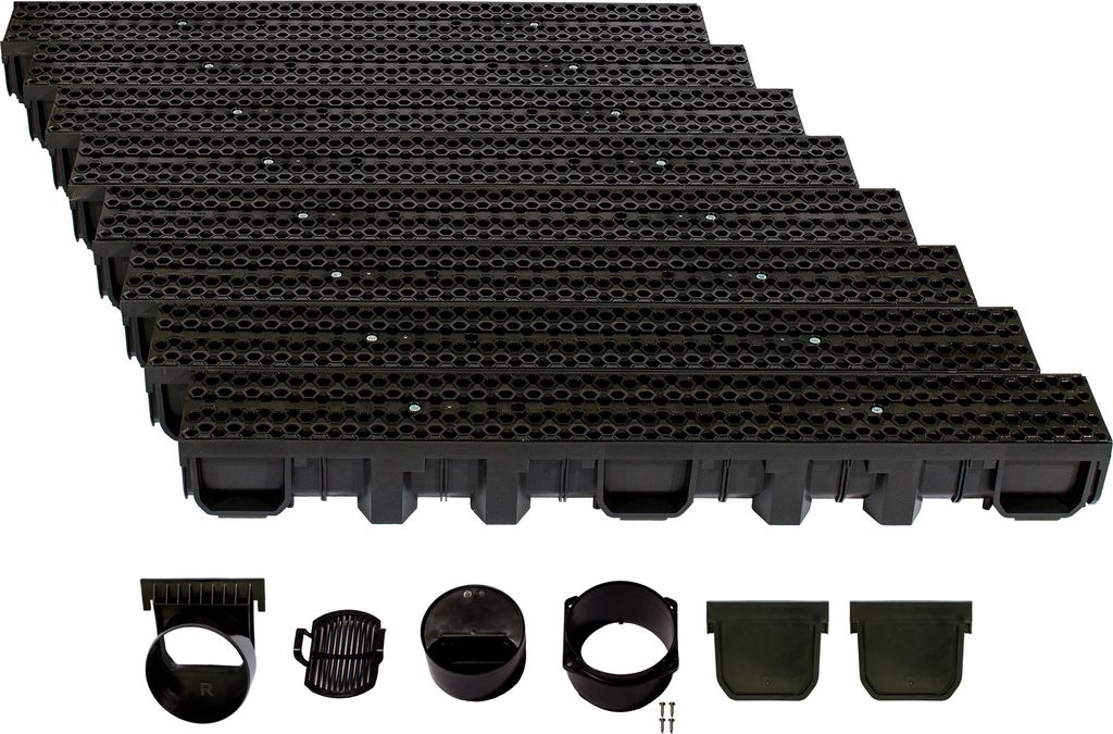 ScarMaxx B125 Entwässerungsrinne Set, Regenwasser Ablauf, Bauhöhe 115 mm - 8m
