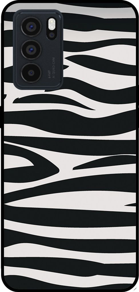 Smartphonica Telefon Fall geeignet für Oppo Reno6 Pro mit Zebra-Druck - TPU zurück Abdeckung Fall Zebra-Design - Schwarz Weiß