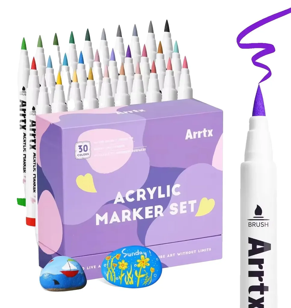 Marqueurs à encre imperméable 30 couleurs séchage rapide pour artistes