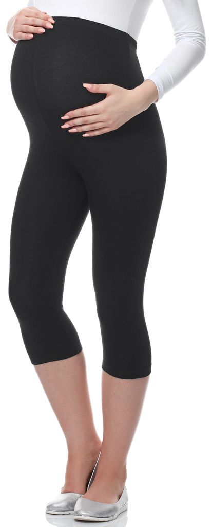 Be Mammy 3/4 Umstandsleggings aus Viskose BE-03 (Schwarz, Produktbild 
