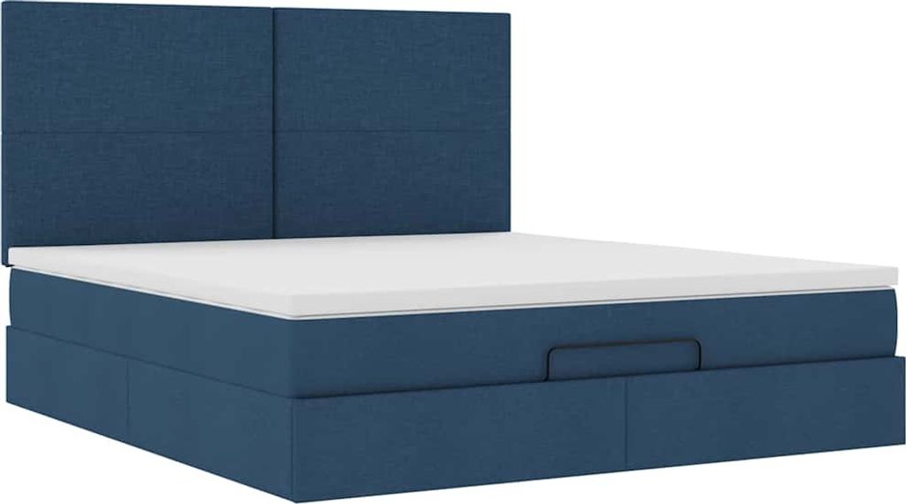 Ottoman-Bett mit Matratze Blau 160x200 cm Stoff