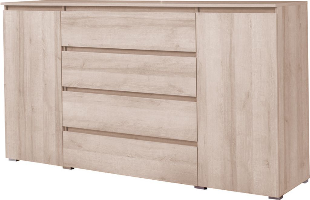 Große klassische Kommode mit traditionellen Türen zum Öffnen, Kommode, Wohnzimmer, Schlafzimmer, Kinderzimmer, Jugendzimmer (Sonoma) M6