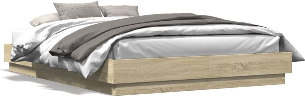 vidaXL Bettgestell Sonoma-Eiche 150x200 cm Holzwerkstoff