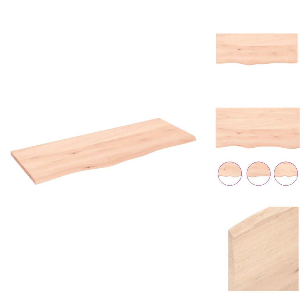 vidaXL Wandregal 100x40x2 cm Massivholz Eiche Unbehandelt - Produktbild 