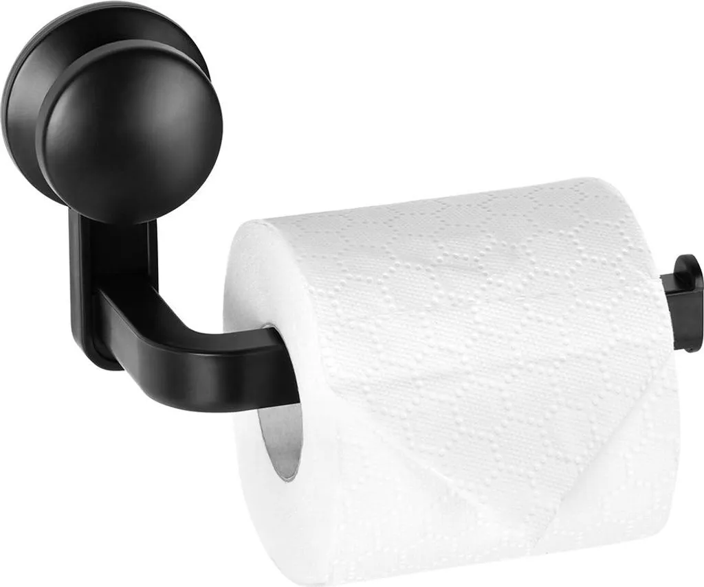 Porta Carta Igienica Nero Ventosa 16,5 cm - Soluzione Bagno Rapida