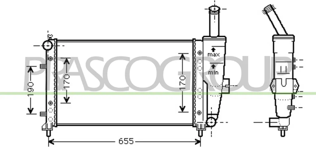 Stop Surchauffe : Radiateur PRASCO FT133R009 pour Fiat Punto OE 51714679