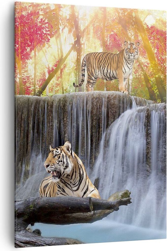 Bild auf Leinwand - Leinwandbild - Einteilig - Tiger natur tier paradies - 70x100cm - Wand Bild - Wanddeko - Wandbilder - Leinwanddruck - Wanddekor...