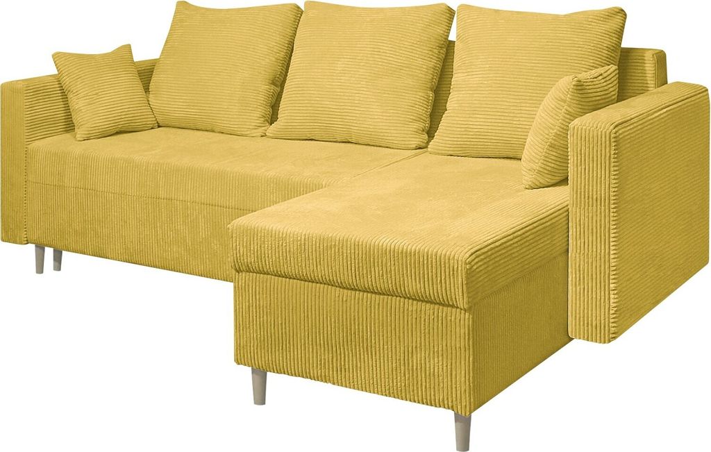 MARPUR Schlaf-Ecksofa OTTO 230x145 cm Polstercouch in L-Form mit Schlaffunktion, mit Bettkasten, universelle Seite, Stark Stoff POSO 616, Gelb