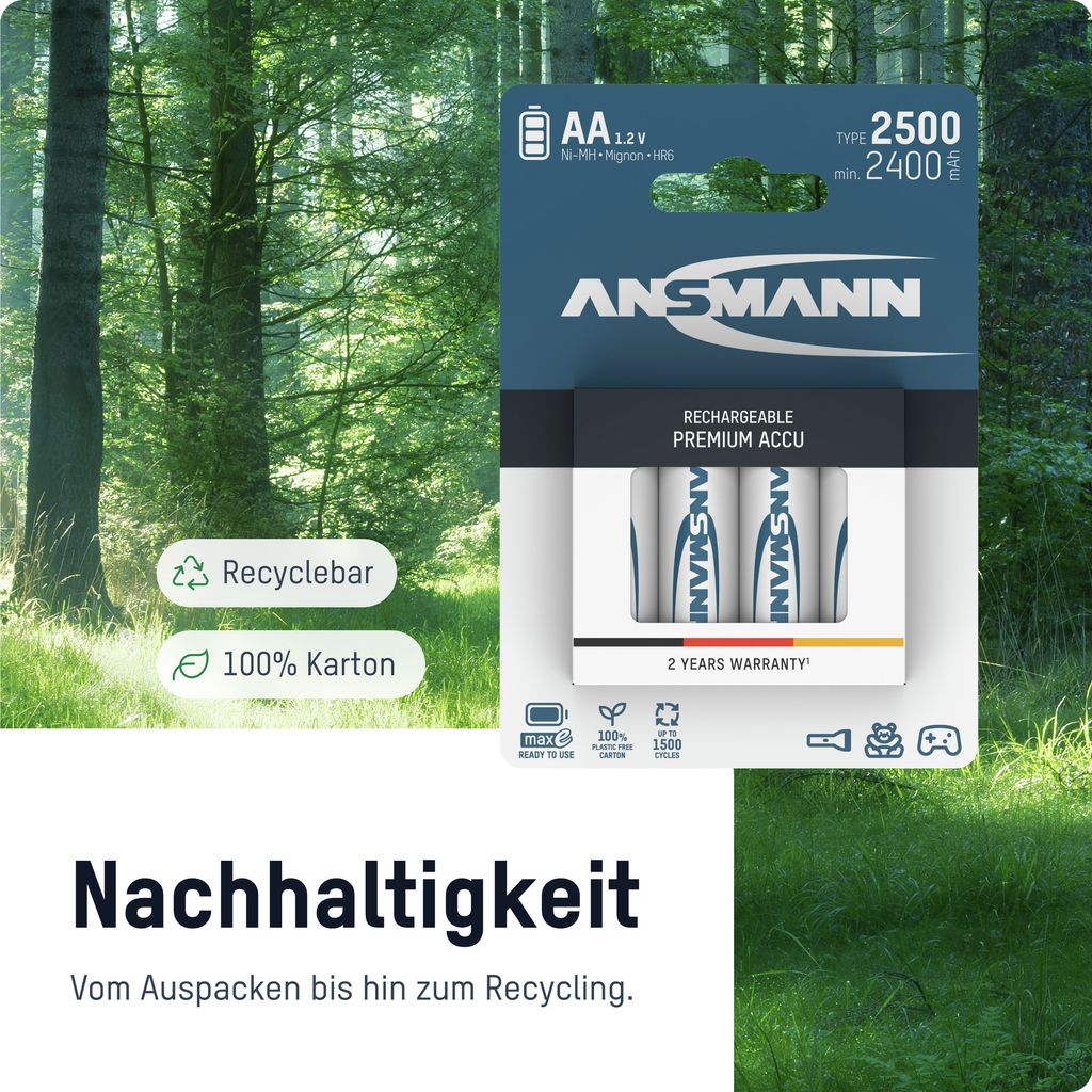 ANSMANN Akku Mignon AA 2500 mAh1,2V Ni-MH, 16 Stück Produktbild 4