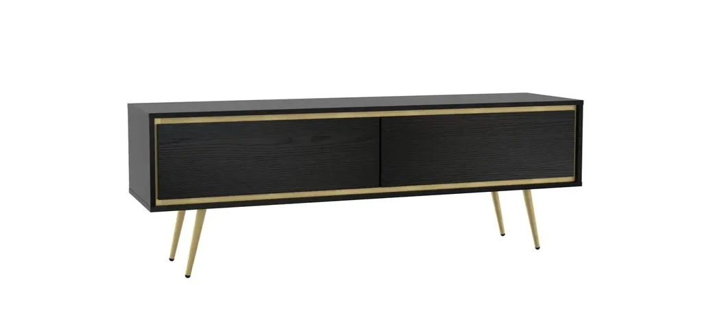 Banc TV Noir Graphite ALDANA - Buffet bas multimédia pour salon chic 160 cm - 2
