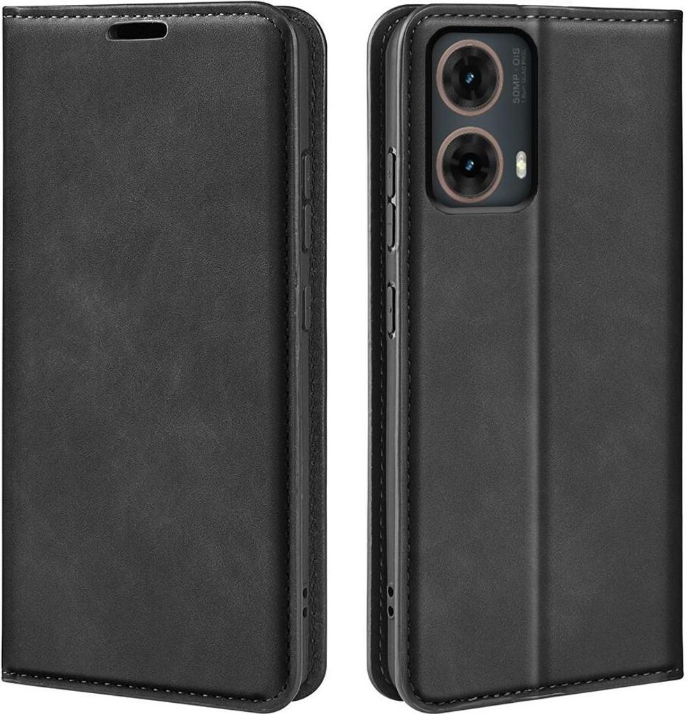 Mobigear Retro Slim Motorola Moto G85 Hülle Klapphülle Geldbörse - Schwarz