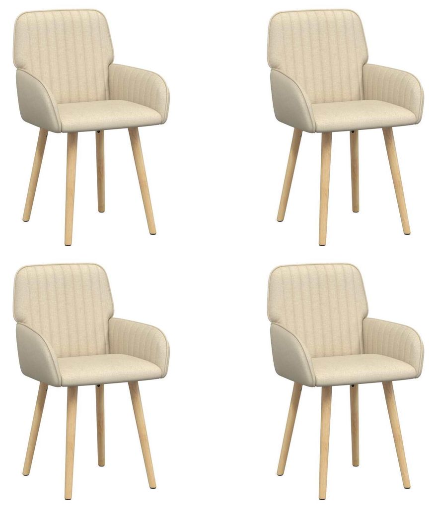 vidaXL Esszimmerstühle 4 pcs Stoff Creme 56,5 x 50 x 87,5 cm